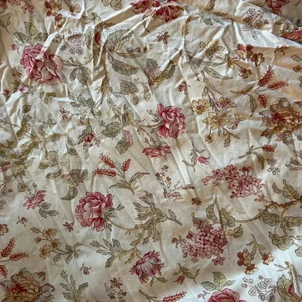 Pottery Barn Floral Duvet Cover in Cream, Pink, Green